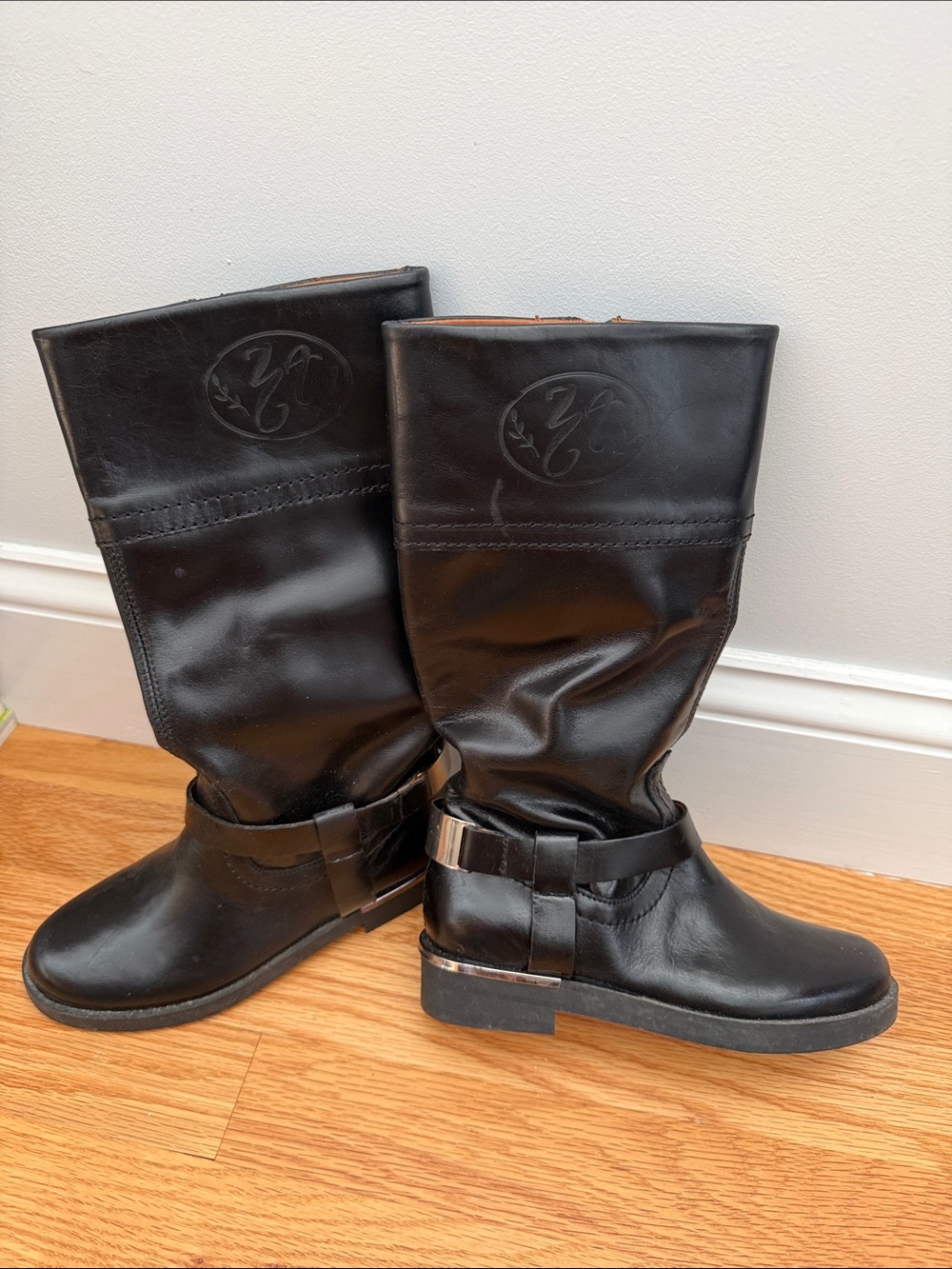 Zara Black Kids Pull-On Boots with Buckle Detail